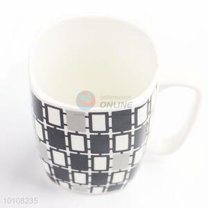 Promotional Cheap Grid Printed Ceramic Mugs