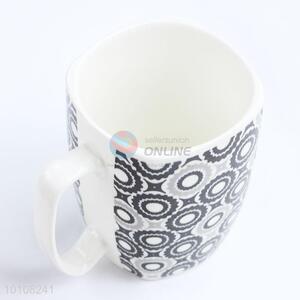 Creative Circle Printed Coffee Ceramic Cup with Handle