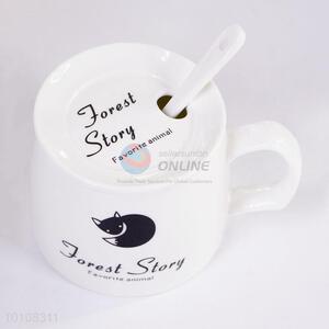 Cartoon design ceramic mug coffee cup with spoon