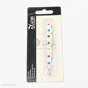 Cosmetic Stainless Steel Eyebrow Tweezers with Colorful Dots