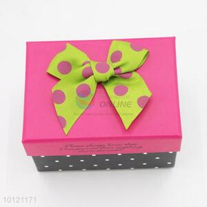 High Quality Rectangle Gift Box with Dots Pattern Bowknot