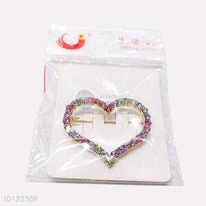 Pretty Cute Heart Shaped Rhinestone Brooch Pin