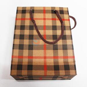 Hot sale brown plaid pattern paper gift bag