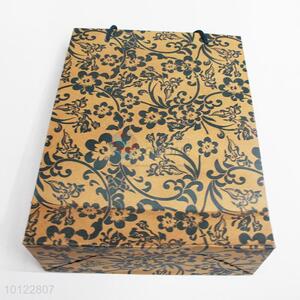 Exquisite black flowers pattern paper gift bag