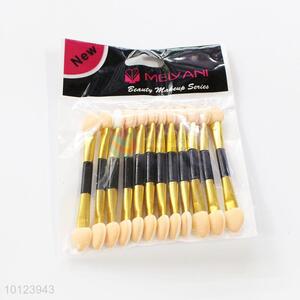 Multifunction 12 pcs Black and Golden Handle Cosmetic Double Ended Eyeshadow Brush Set