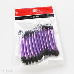 12 pcs Purple Handle Makeup Brush for Cosmetic Double Ended Eyeshadow Brush Set