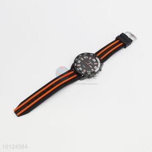 Trendy striped pattern silicone men watch