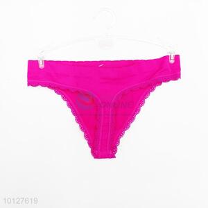 Rose red color sexy cotton lace underwear women's T panties women's briefs