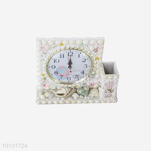 Unique style white shell desk table clock