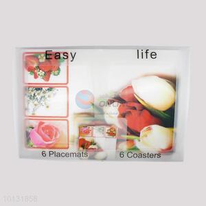 New Arrival 6pcs Placmats, 6pcs Coasters with Flowers Pattern