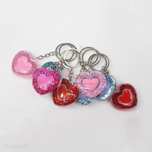 Gold-Powder Heart Shaped Zinc Alloy Key Chain