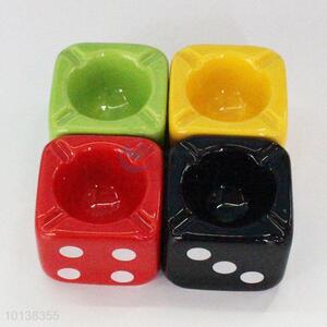 Unique Dice Shape Multicolor Ceramic Ashtray