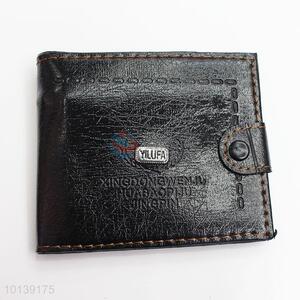 Black Leather Fashion Men Leather Wallet Short Style