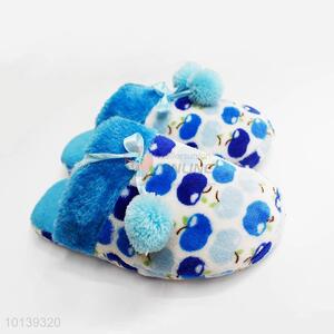 Professional Blue Cherry Printed Household Warm Slipper