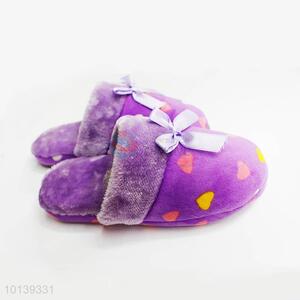 Beautiful Purple Household Warm Slipper with Bowknot