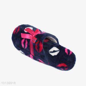 Fashion design low price cotton slipper with red bowknot