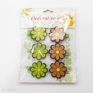 Lovely Stationery 6 Pcs/Set Mini Size Flowers Shaped Wooden Clips