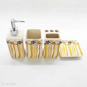 4 Pcs/ Set Cute Flowers Pattern Bathroom Supplies Bathroom Set Dental Toiletries Set