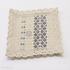 Home Decoration Eco-friendly Cotton Fabric Lace Heat Insulation Coaster Placemat