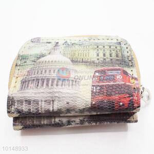 London Double Decker Bus Pattern Mini Wallet Ladies' PU Leather Clutch Bag Card Holders