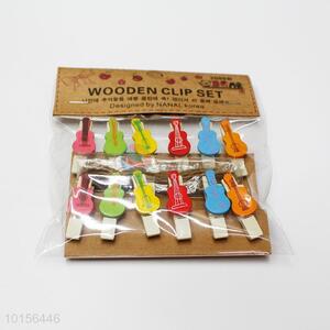 Popular Mini Wood Clip, Cartoon Clip in Guitar Shape