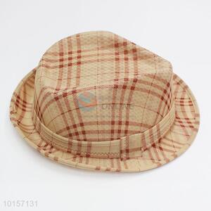 Stripe pattern fedora hat/paper straw hat