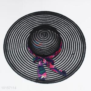 Black summer sun hat/paper straw hat/beach hat