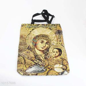 38*28cm Promotional Wholesale Religious Themes Grosgrain Hand Bag with Zipper,Black Belt