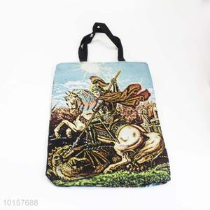 38*28cm Custom High Quality Religious Themes Grosgrain Hand Bag with Zipper,Black Belt