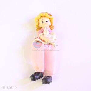 Cute Resin Girl Doll/Resin Crafts with Rabbit for Home Decoration