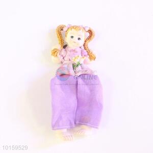 Beautiful Resin Gril Doll/Resin Crafts with Purple Cloth for Home Decoration