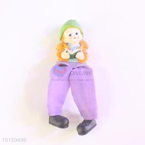 Likable Resin Girl Doll/Resin Crafts with Book for Home Decoration