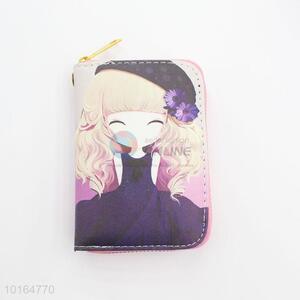 Fashion design pocket pu printed lady wallet