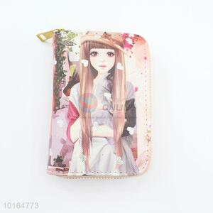 Girls printed pu women card holder wallet