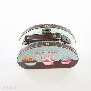 Cup Cake Printed Semicircular 2 Pieces Jewlery Box and Storage Box Set