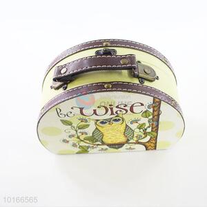 Owl Printed Semicircular 2 Pieces Jewlery Box and Storage Box Set