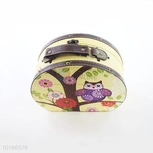 Lovely Owl Printed Semicircular 2 Pieces Jewlery Box and Storage Box Set