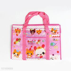 Great Cartoon Animal Printed Pink Reusable Non-woven Shopping Tote Bag