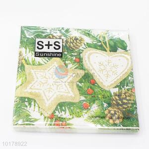 Best selling Christmas tree printed wood pulp paper napkin