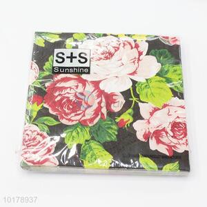 Best selling flower printed wood pulp paper napkin