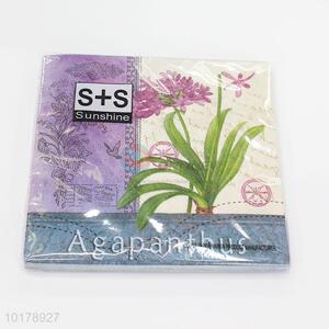 Modern design plant&flower printed wood pulp paper napkin