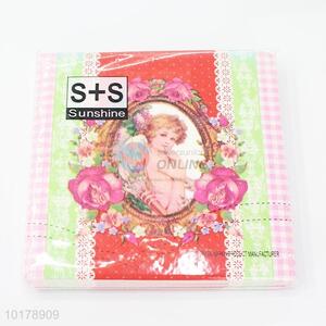 Lovely design angel printed wood pulp paper napkin