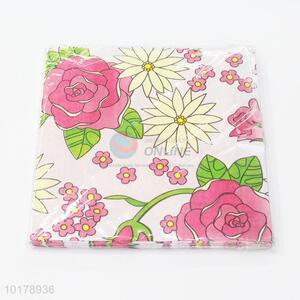 Stylish design flower printed wood pulp paper napkin