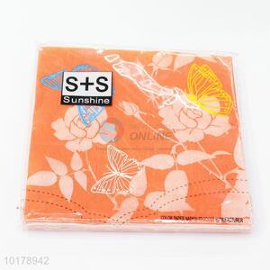 Pretty design flower printed wood pulp paper napkin