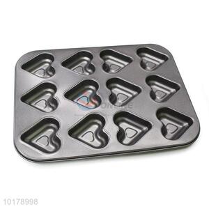 Food-grade Carbon Steel Non-stick 12 Hole Heart Shape Cake Mold Bakeware