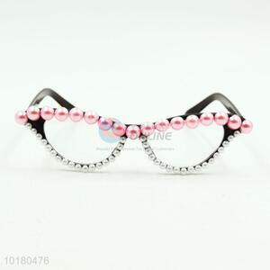 Wholesale red&white pearl eye glasses