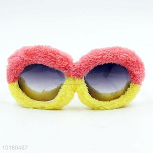 Good quality pink-yellow short plush sunglasses