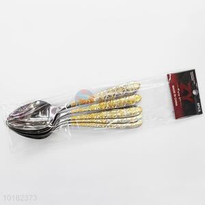 6 Pieces/ Bag New Design Creative Stainless Steel Handled Meal Spoons