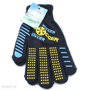 Cool design black knitted warm gloves