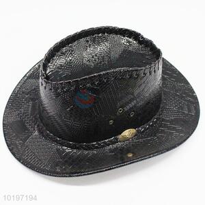 Hot sale black PU cowboy hat